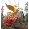 High Quality Flying Golden Stainless Steel Horse Sculpture